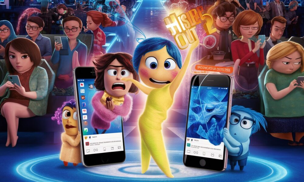 inside out 2 glued to phone