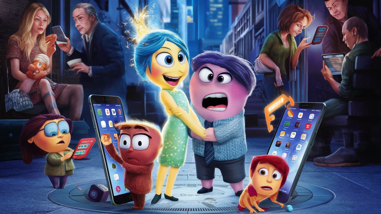 inside out 2 glued to phone